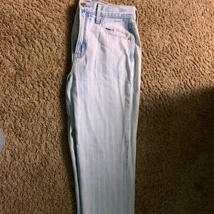 Light wash striped mom jeans